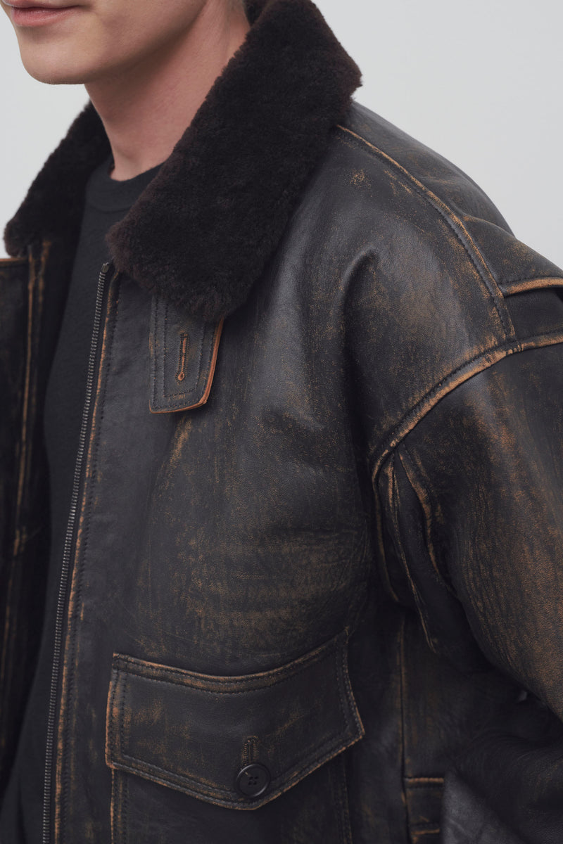 Herzog Jacket in Leather and Shearling