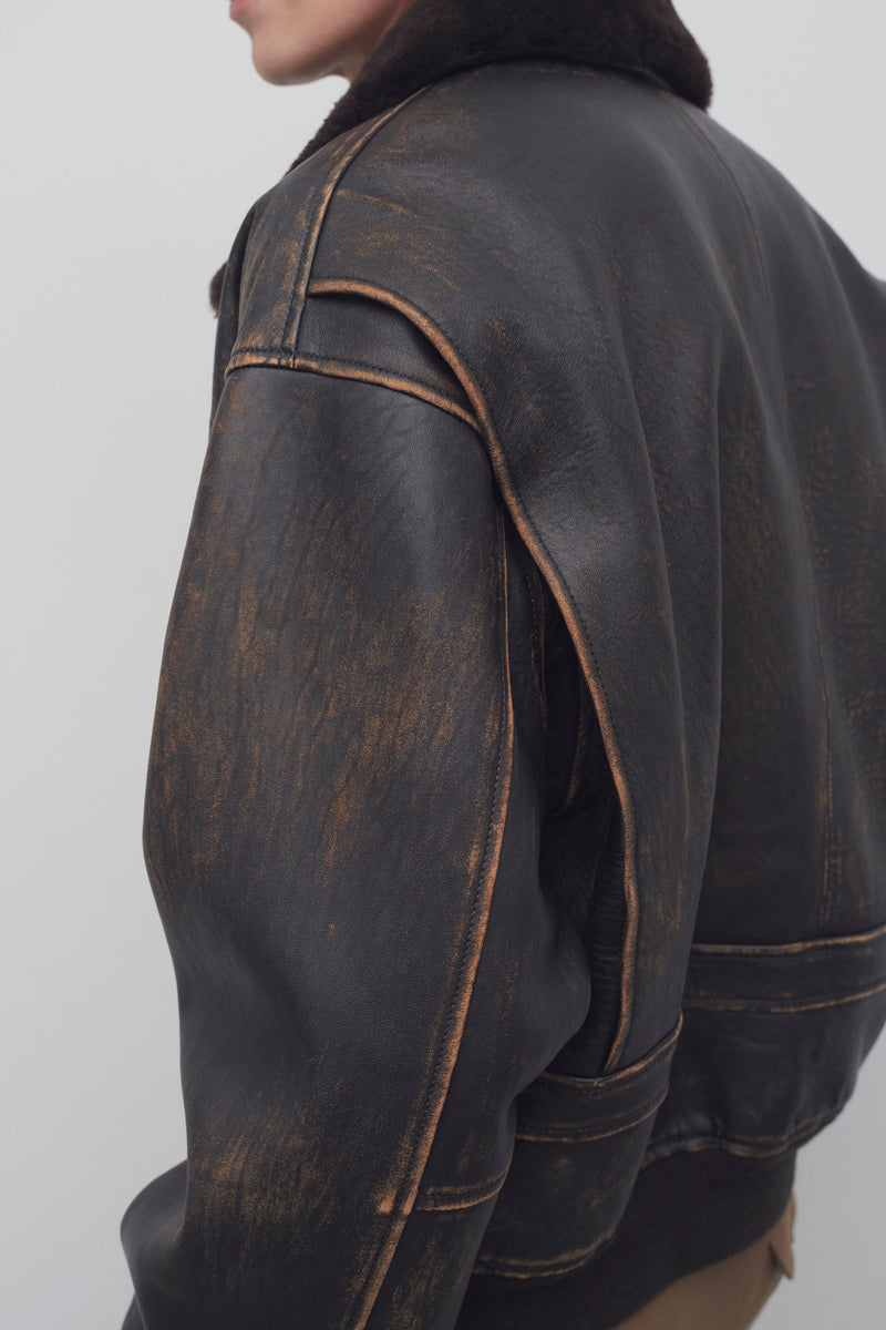 Herzog Jacket in Leather and Shearling