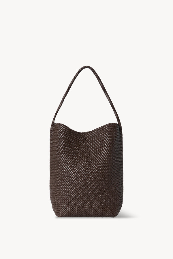 Medium Woven N/S Tote Bag in Leather