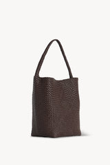 Medium Woven N/S Tote Bag in Leather